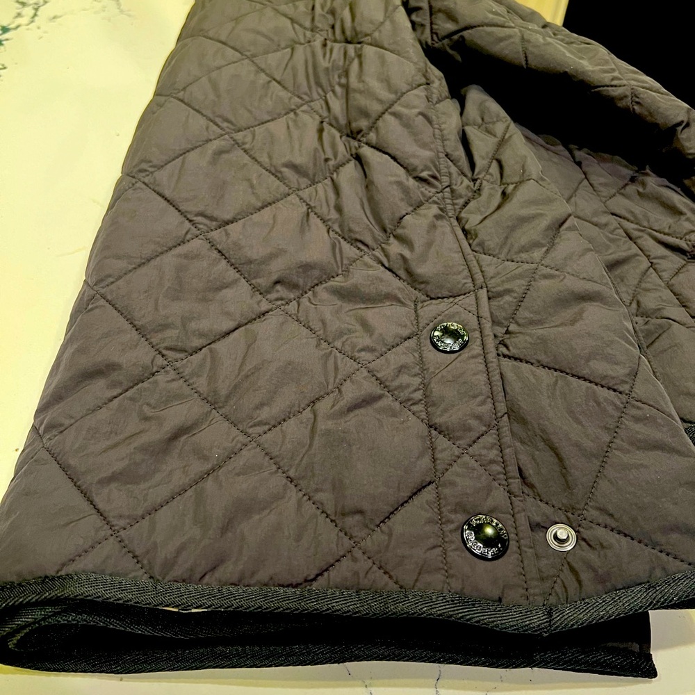 Burberry Black Barn jacket with corduroy collar.